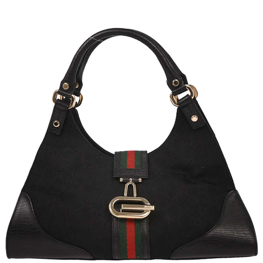 Gucci Black Canvas GG Handbag