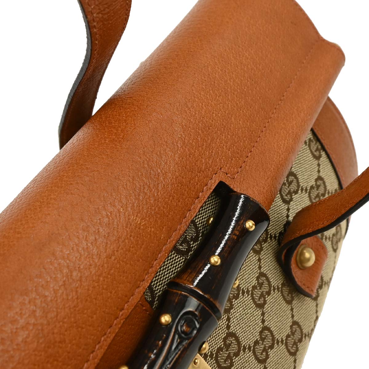 Gucci Brown Canvas Bamboo GG Handbag
