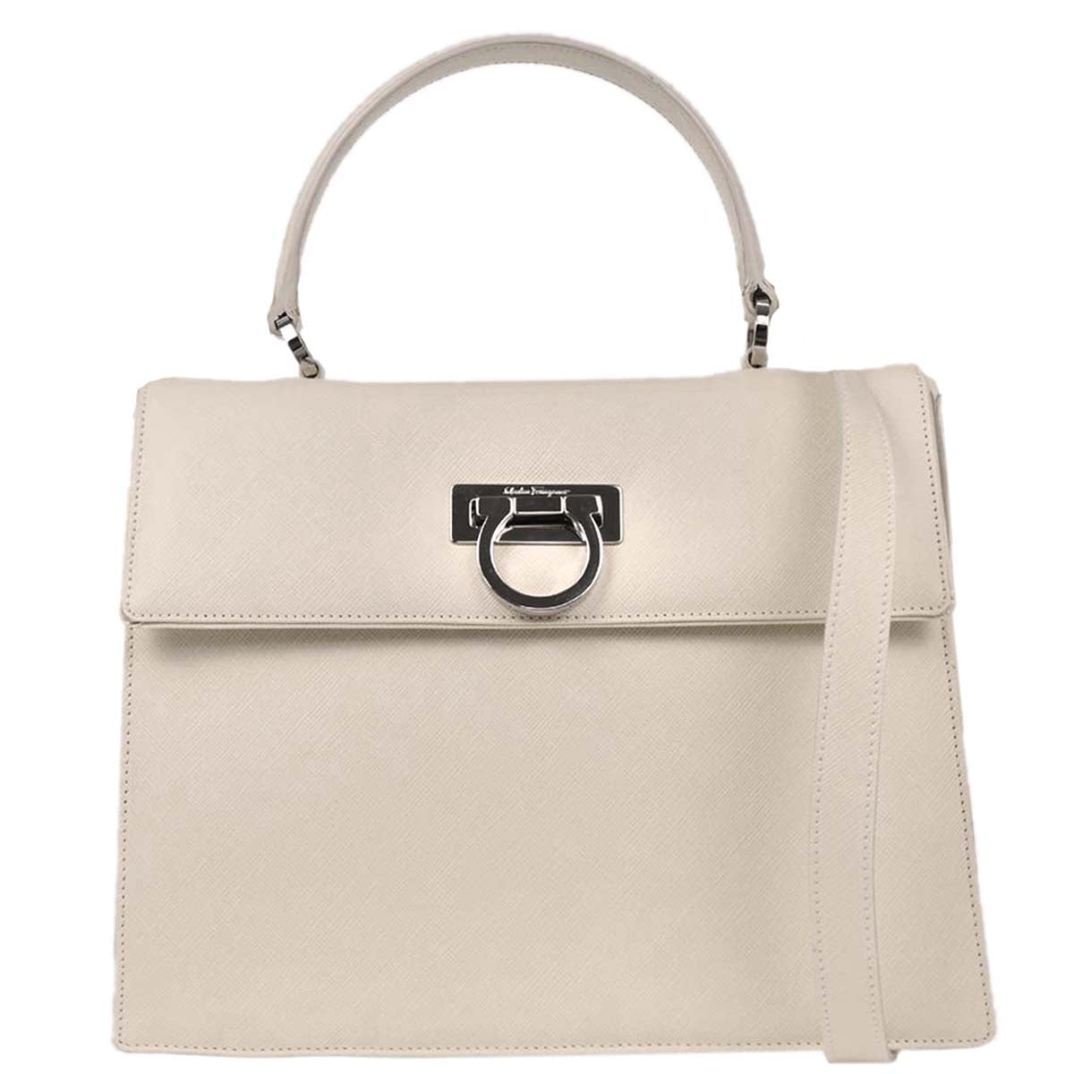Salvatore Ferragamo Ivory Gancini 2way Shoulder Handbag
