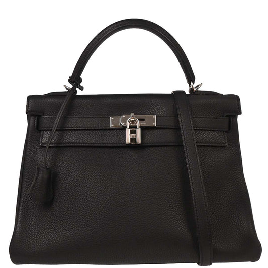 Hermes Black Togo Kelly 32 Retourne 2way Shoulder Handbag