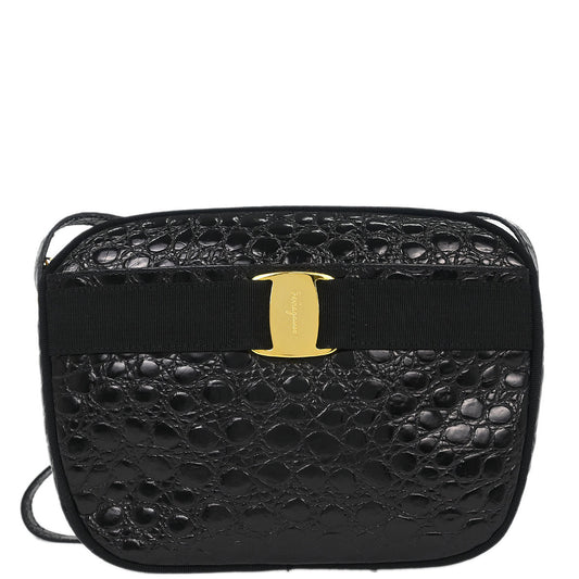 Salvatore Ferragamo Black Vara Shoulder Bag