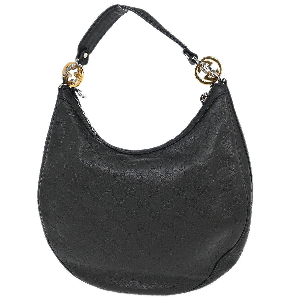 Gucci Black GG Twins Guccissima Hobo Bag