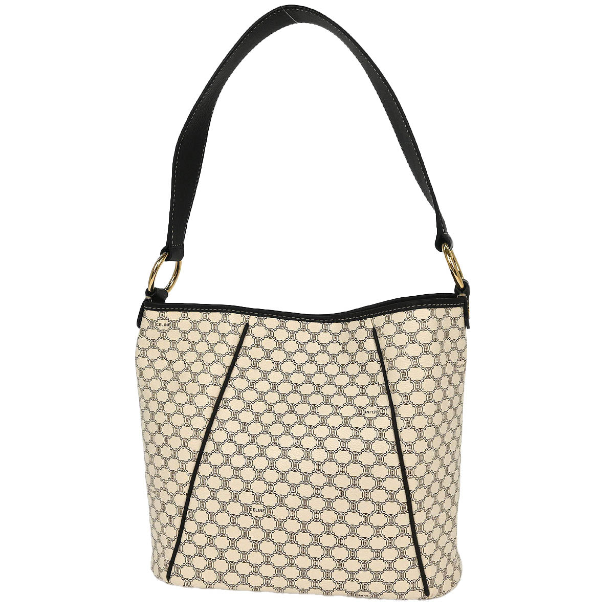 Celine White Brown Macadam Shoulder Bag