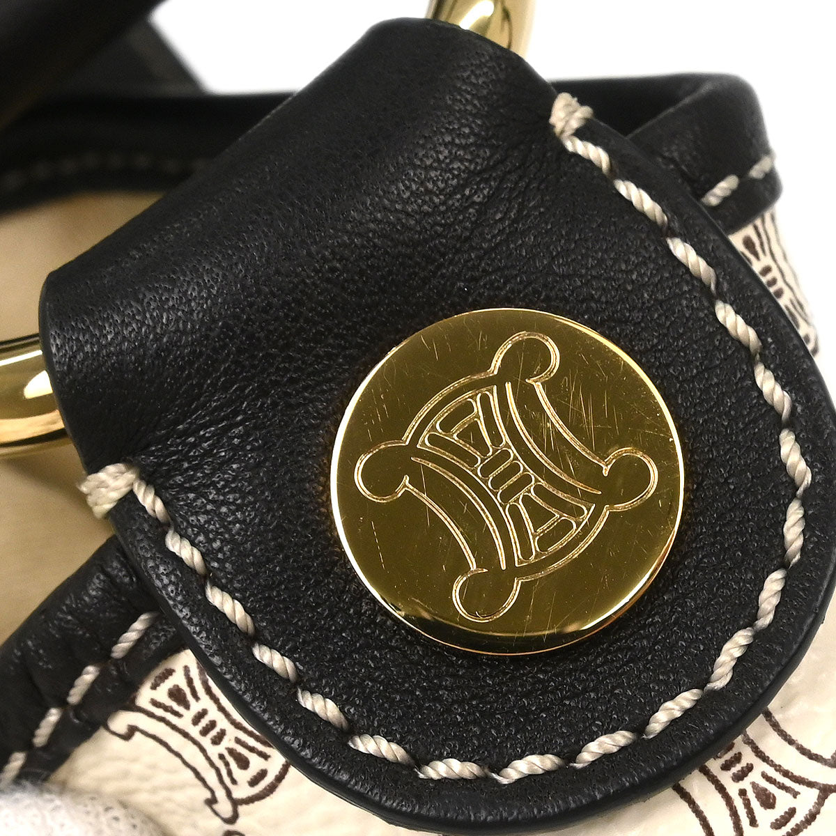 Celine White Brown Macadam Shoulder Bag