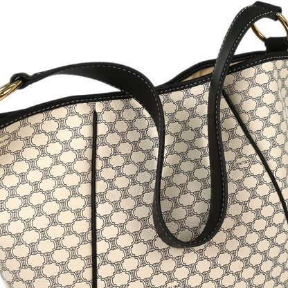 Celine White Brown Macadam Shoulder Bag