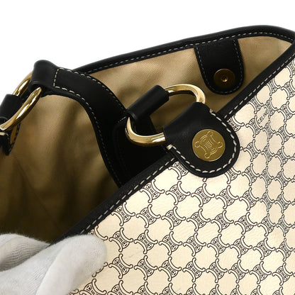 Celine White Brown Macadam Shoulder Bag