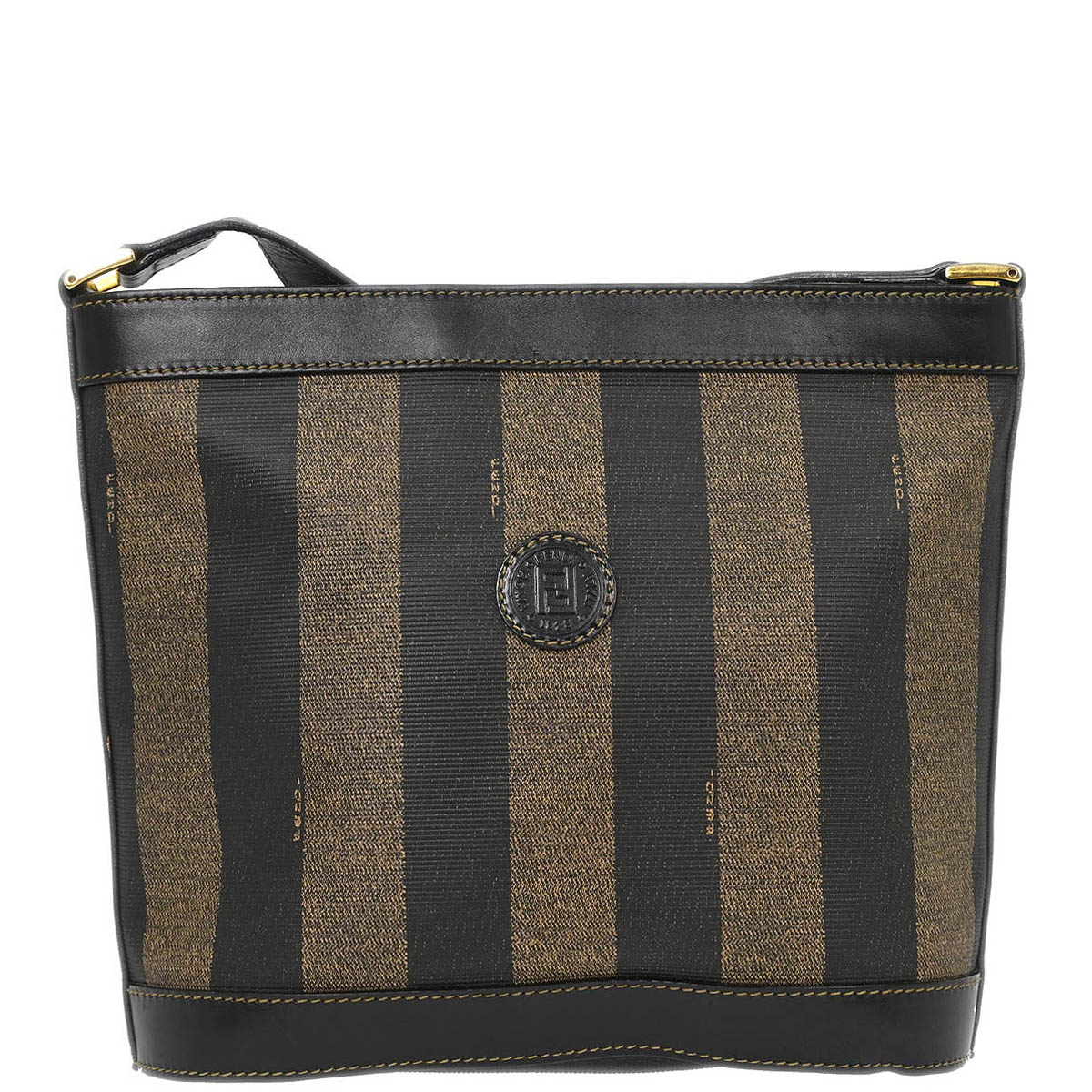 Fendi Brown Black Pequin Shoulder Bag