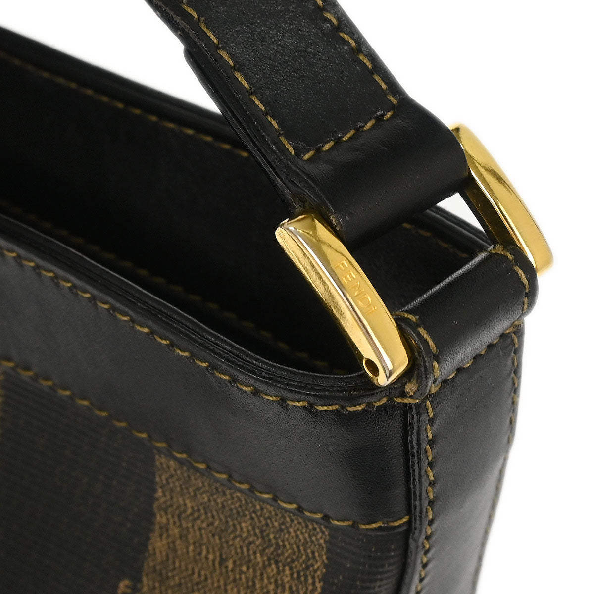 Fendi Brown Black Pequin Shoulder Bag
