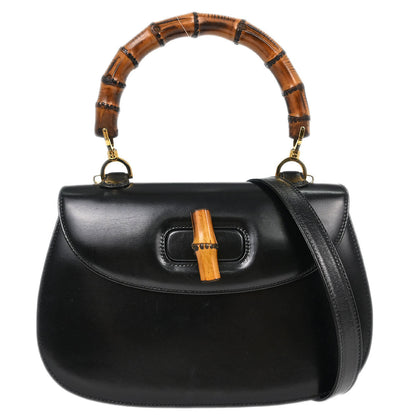 Gucci Black Bamboo 2way Shoulder Handbag