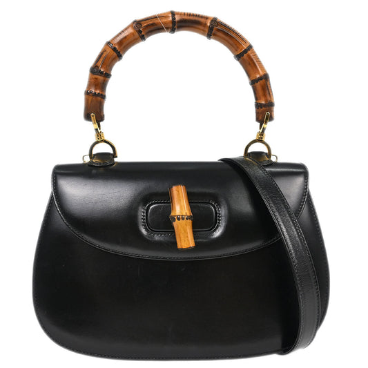 Gucci Black Bamboo 2way Shoulder Handbag