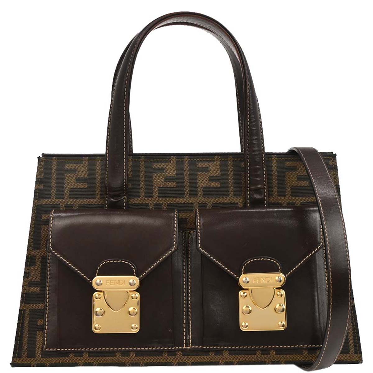 Fendi Brown Zucca 2way Shoulder Handbag