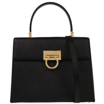 Salvatore Ferragamo Black Gancini 2way Shoulder Handbag