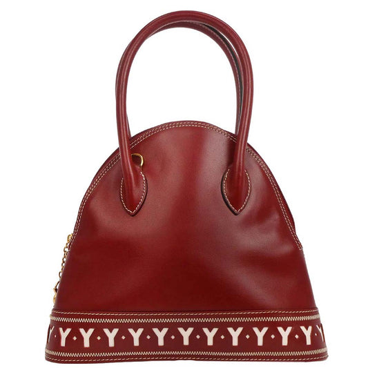 Yves Saint Laurent Red Leather Y Cut Out Handbag