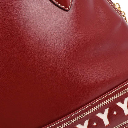 Yves Saint Laurent Red Leather Y Cut Out Handbag