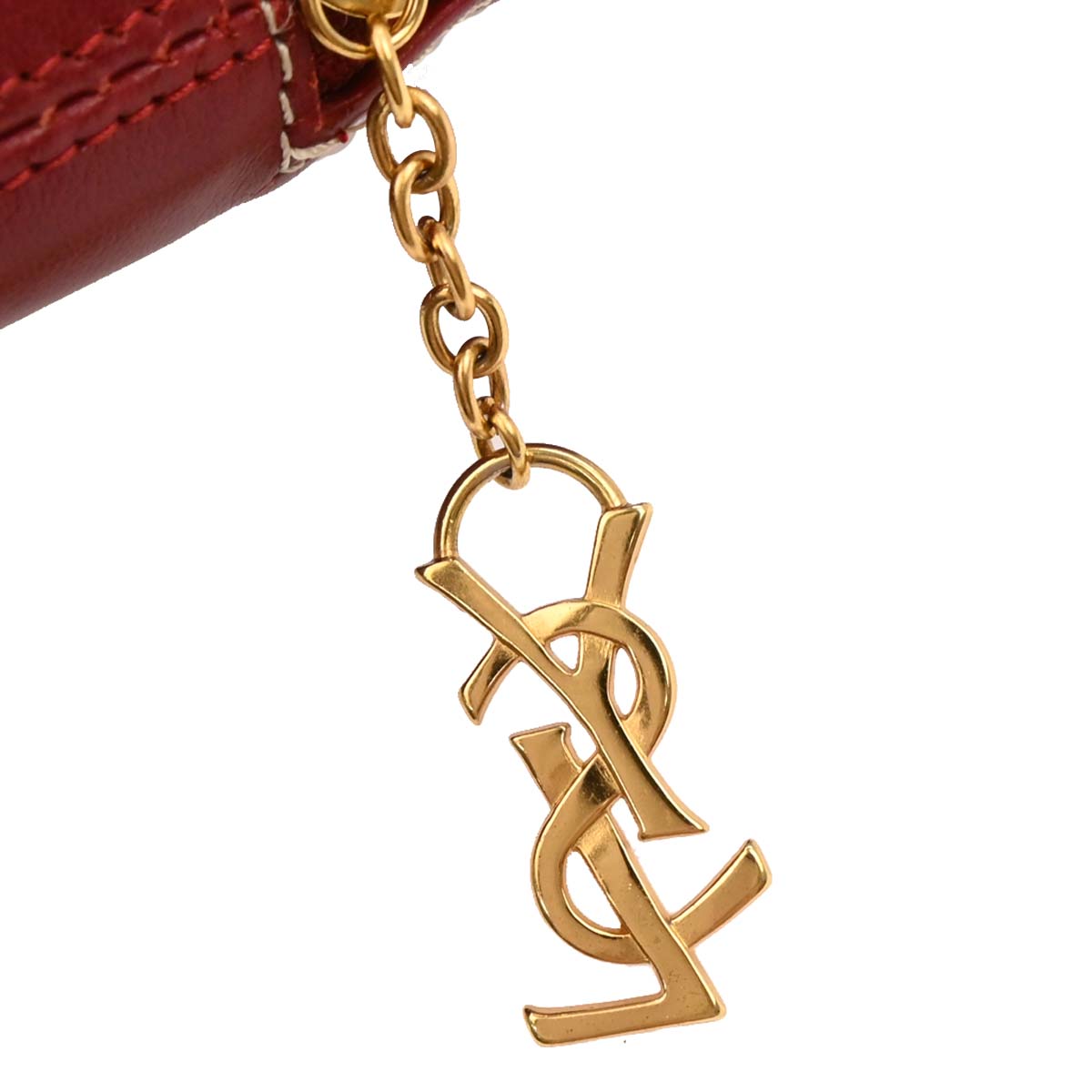 Yves Saint Laurent Red Leather Y Cut Out Handbag