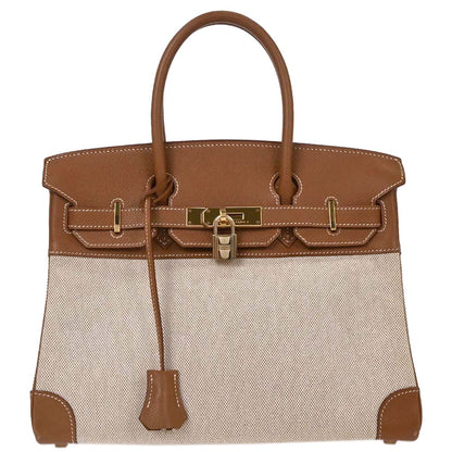Hermes Beige Gold Toile H Courchevel Birkin 30 Handbag