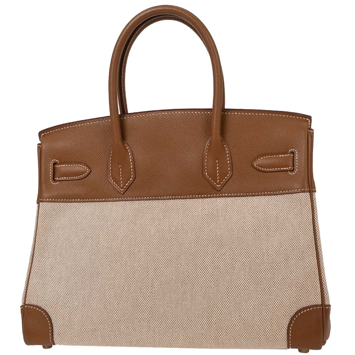 Hermes Beige Gold Toile H Courchevel Birkin 30 Handbag