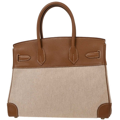 Hermes Beige Gold Toile H Courchevel Birkin 30 Handbag