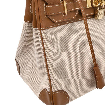 Hermes Beige Gold Toile H Courchevel Birkin 30 Handbag