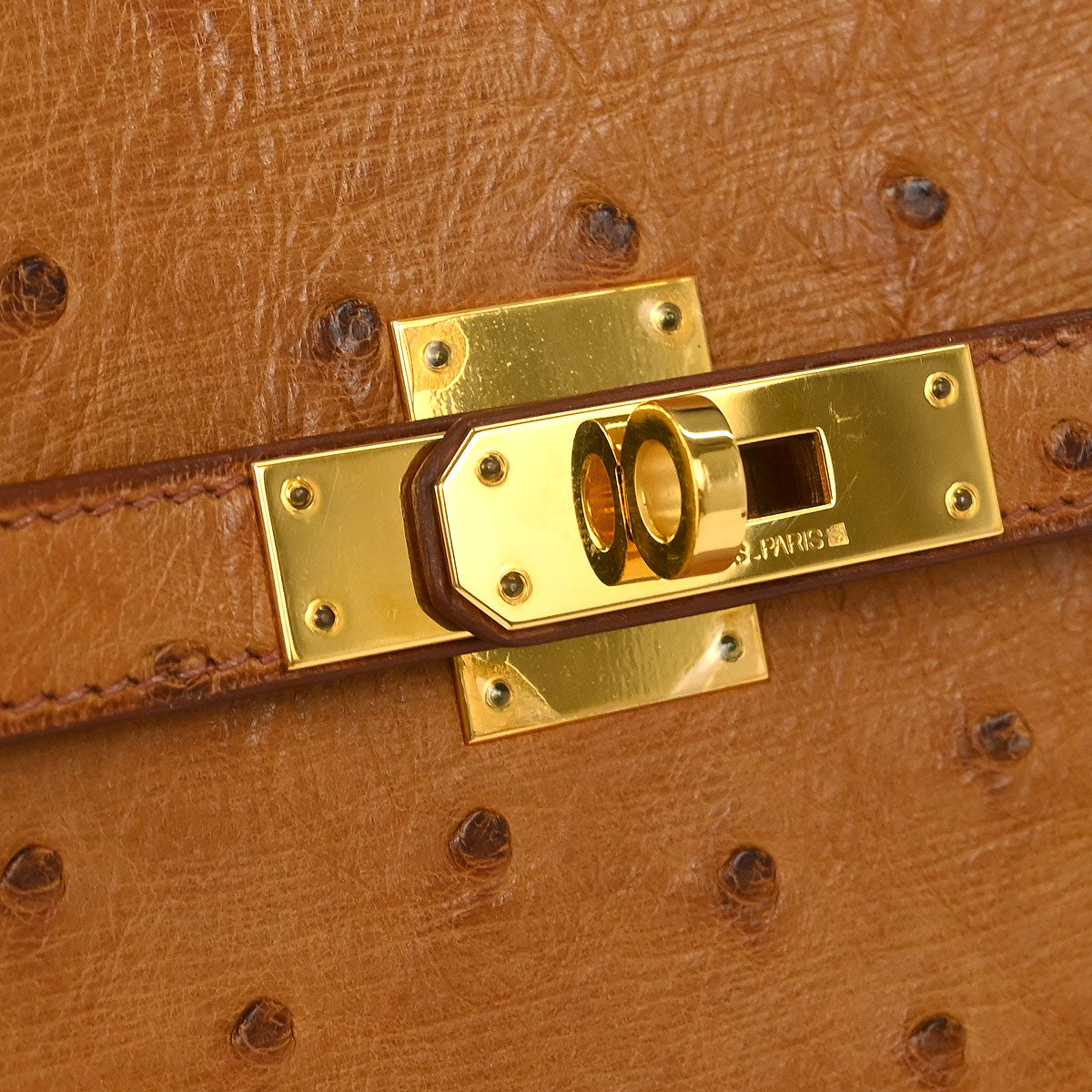 Hermes * Chestnut Ostrich Kelly Sport MM Shoulder Bag