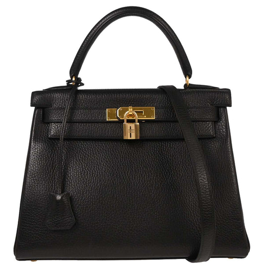 Hermes Black Ardennes Kelly 28 Retourne 2way Shoulder Handbag