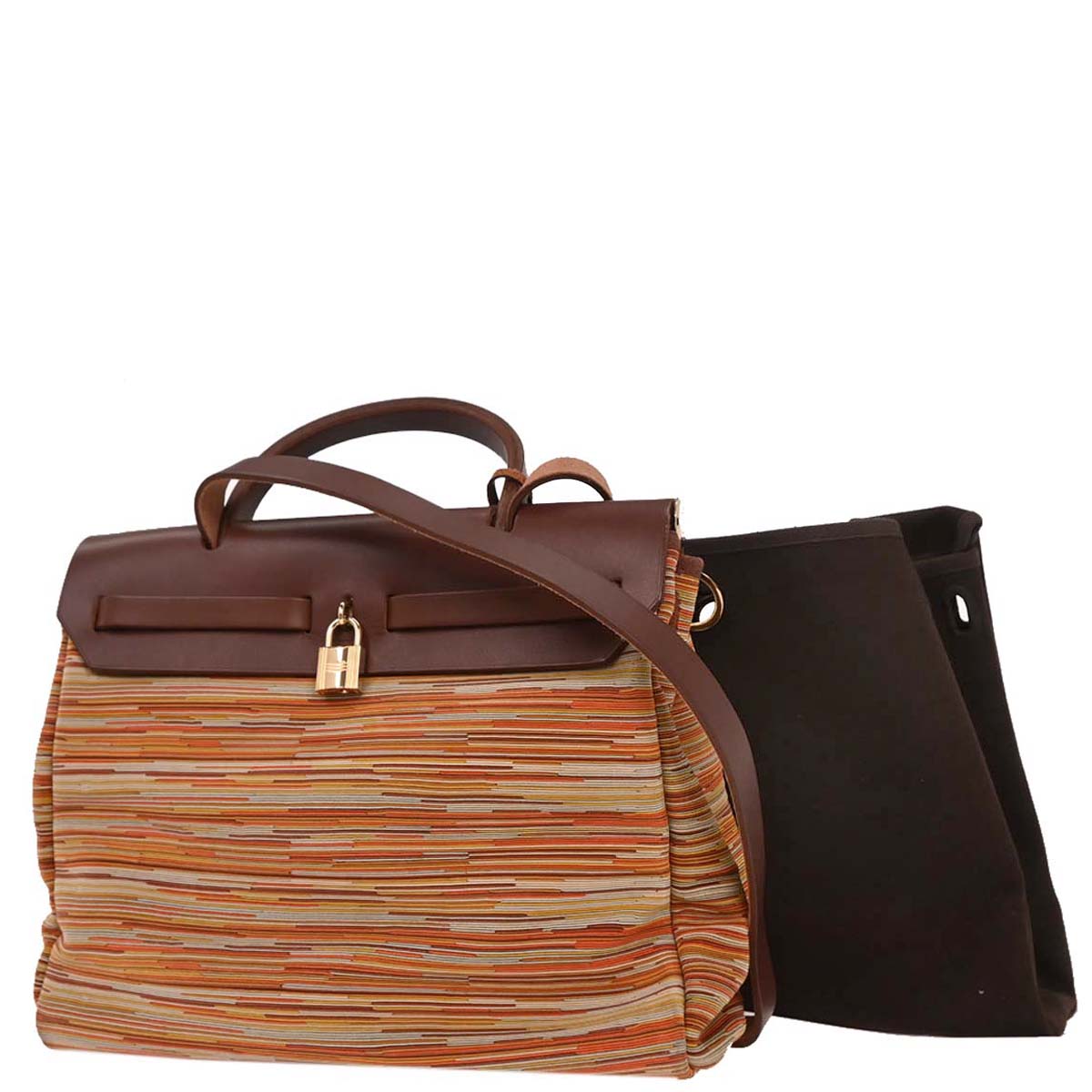 Hermes Havane Vibrato Toile Officier Herbag PM 2 in 1 2way Shoulder Handbag