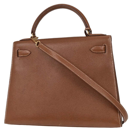 Hermes Gold Courchevel Kelly 28 Sellier 2way Shoulder Handbag