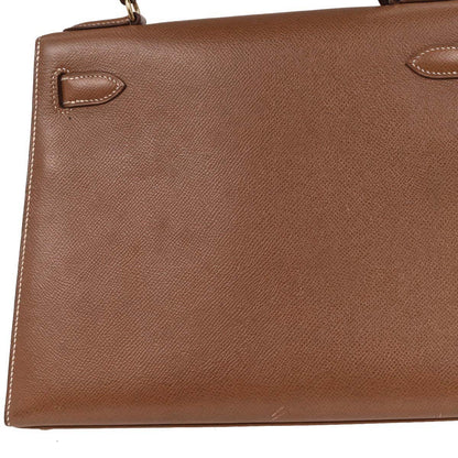Hermes Gold Courchevel Kelly 28 Sellier 2way Shoulder Handbag