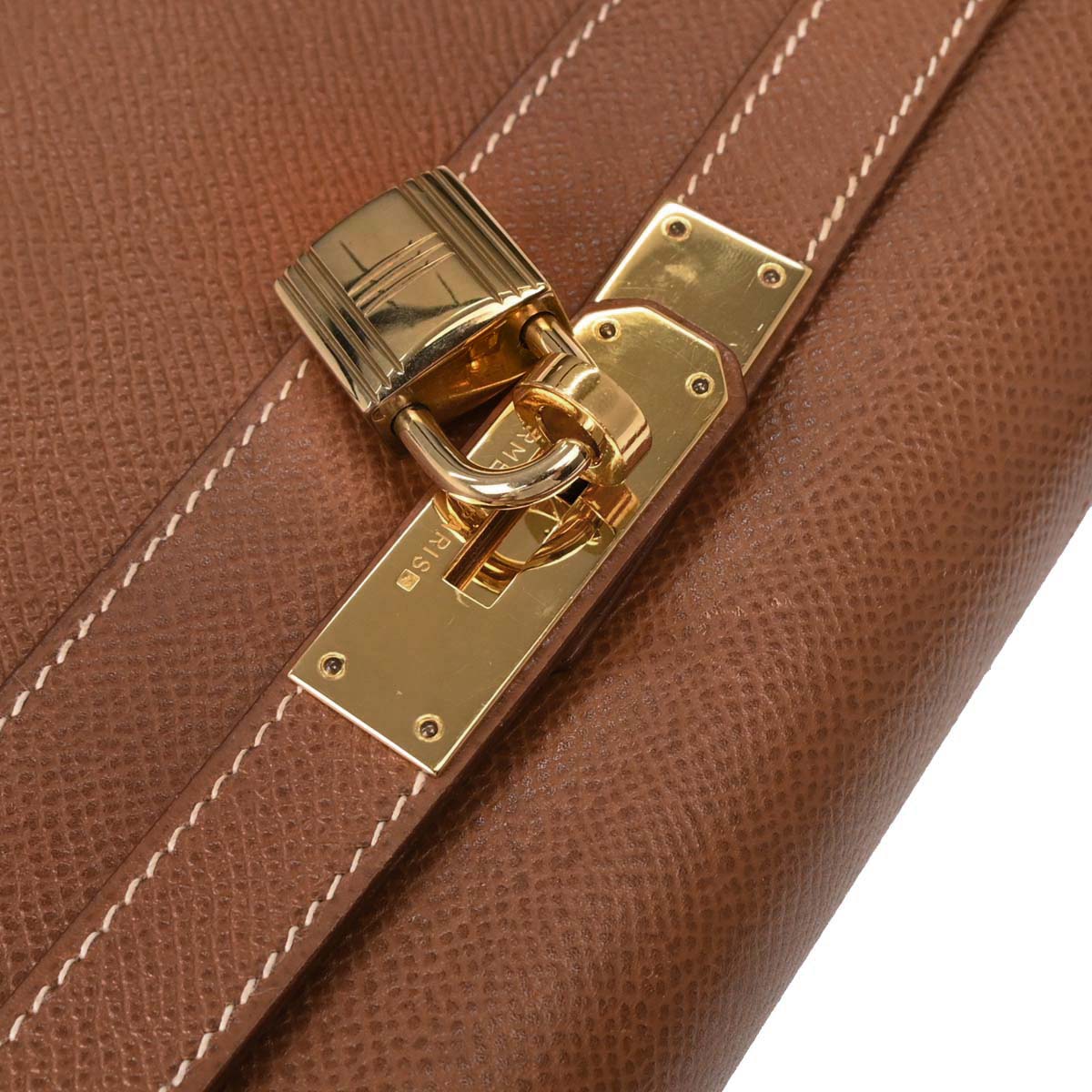 Hermes Gold Courchevel Kelly 28 Sellier 2way Shoulder Handbag