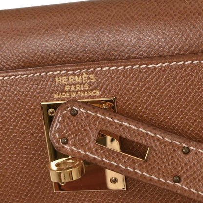 Hermes Gold Courchevel Kelly 28 Sellier 2way Shoulder Handbag