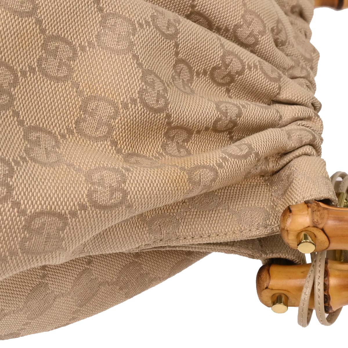 Gucci Beige Canvas Bamboo GG Handbag
