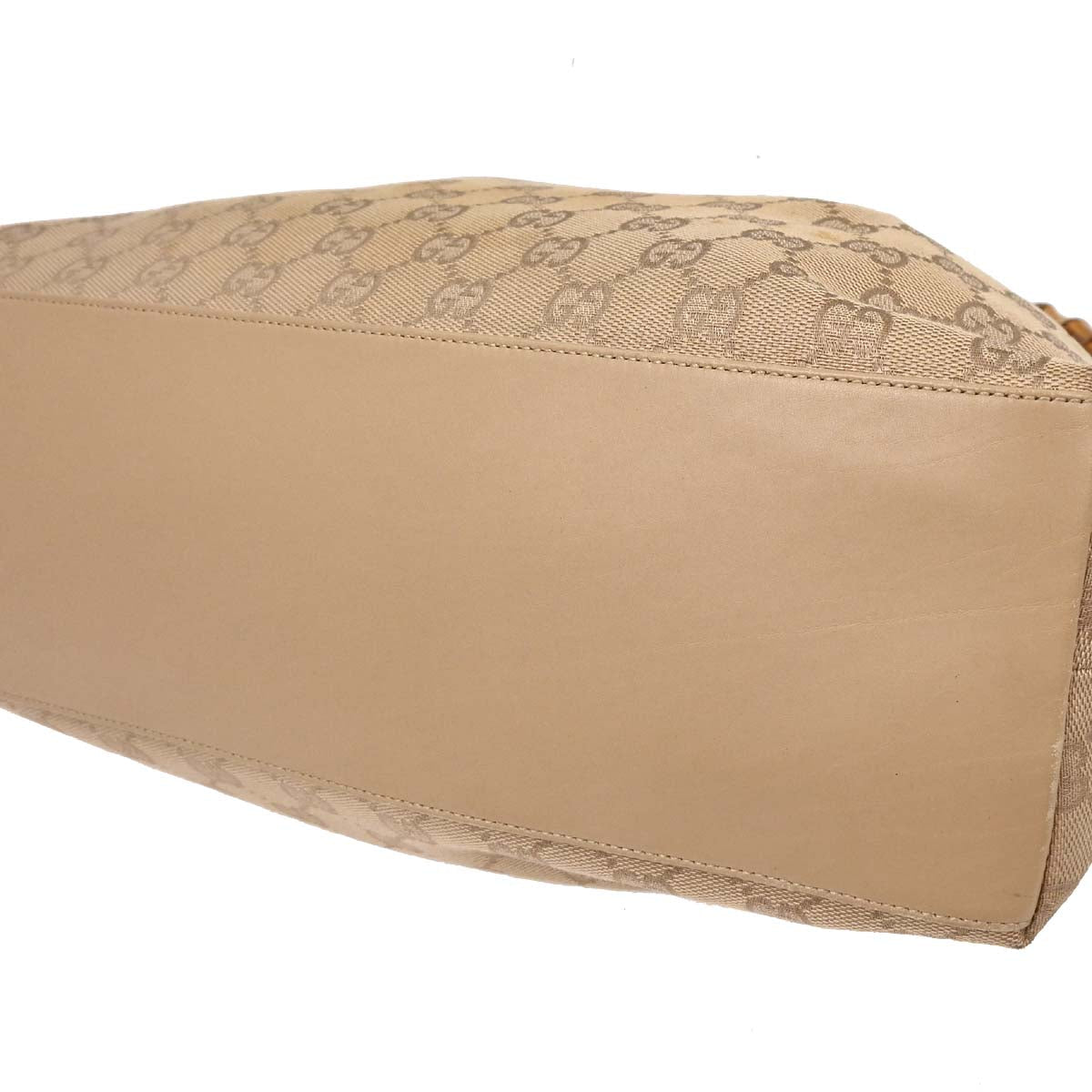 Gucci Beige Canvas Bamboo GG Handbag