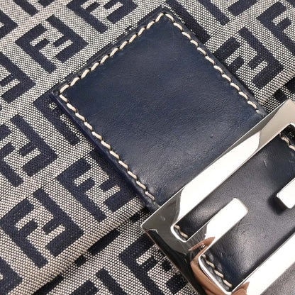 Fendi Navy Gray Zucchino Mamma Baguette Handbag