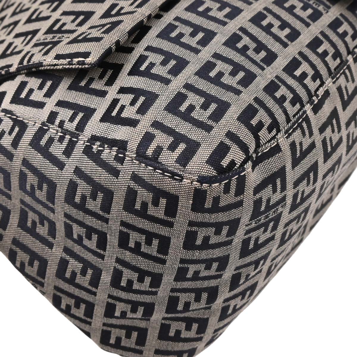 Fendi Navy Gray Zucchino Mamma Baguette Handbag