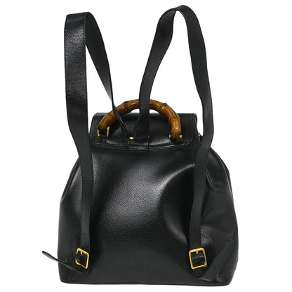 Gucci Black Pigskin Bamboo Backpack