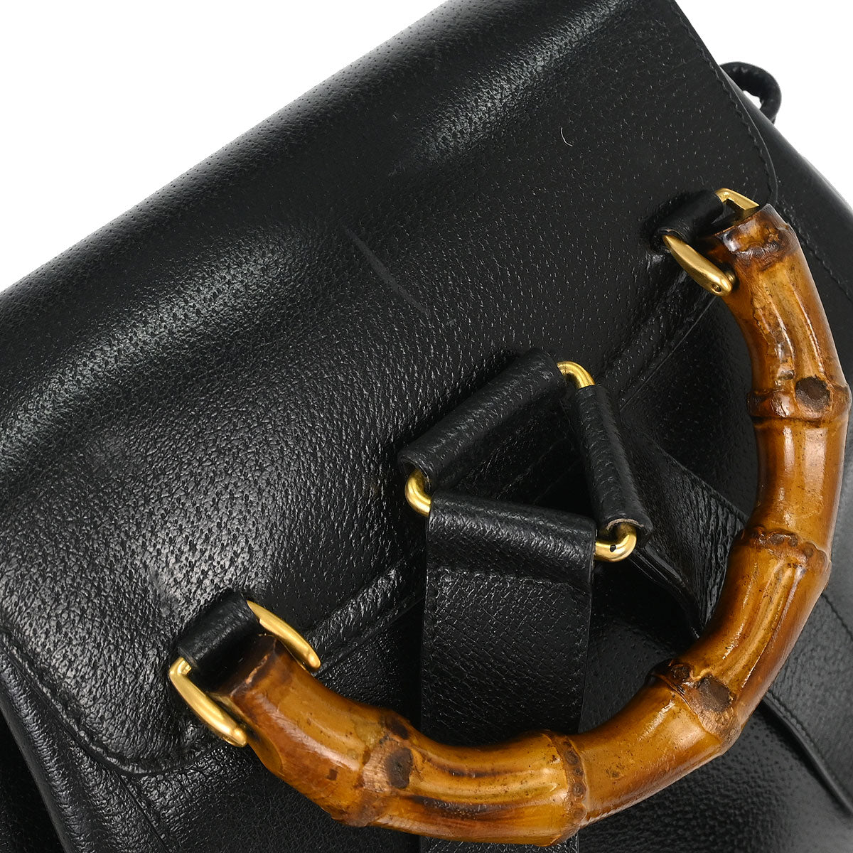 Gucci Black Pigskin Bamboo Backpack