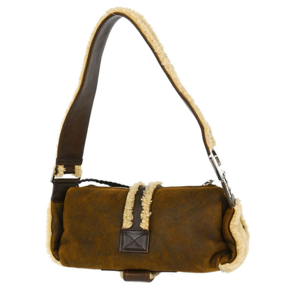 Christian Dior Brown Mouton Flight Shoulder Bag