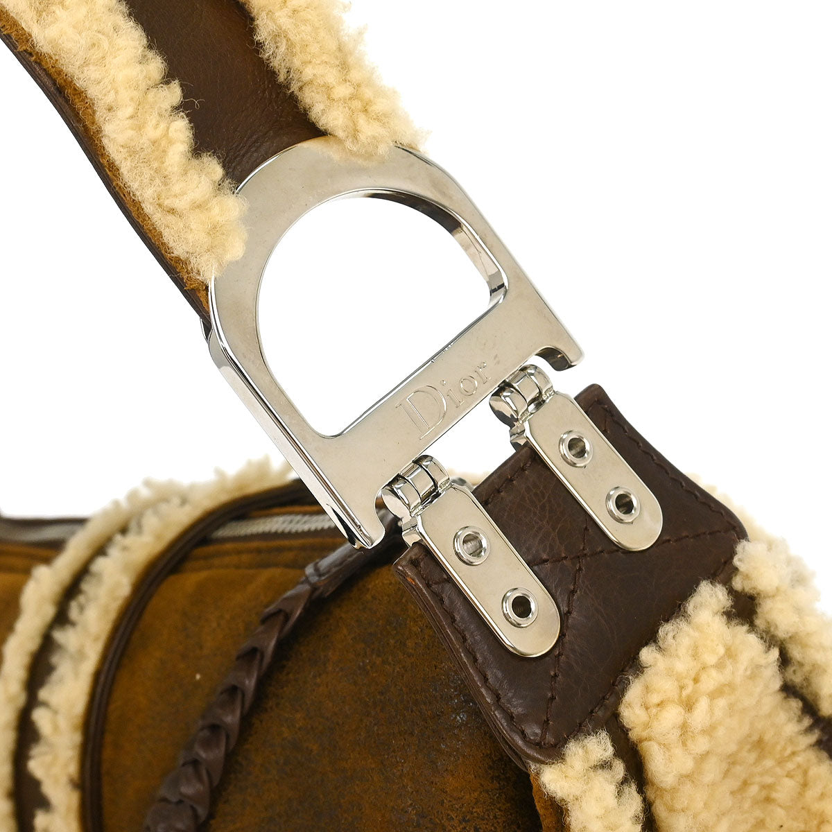 Christian Dior Brown Mouton Flight Shoulder Bag