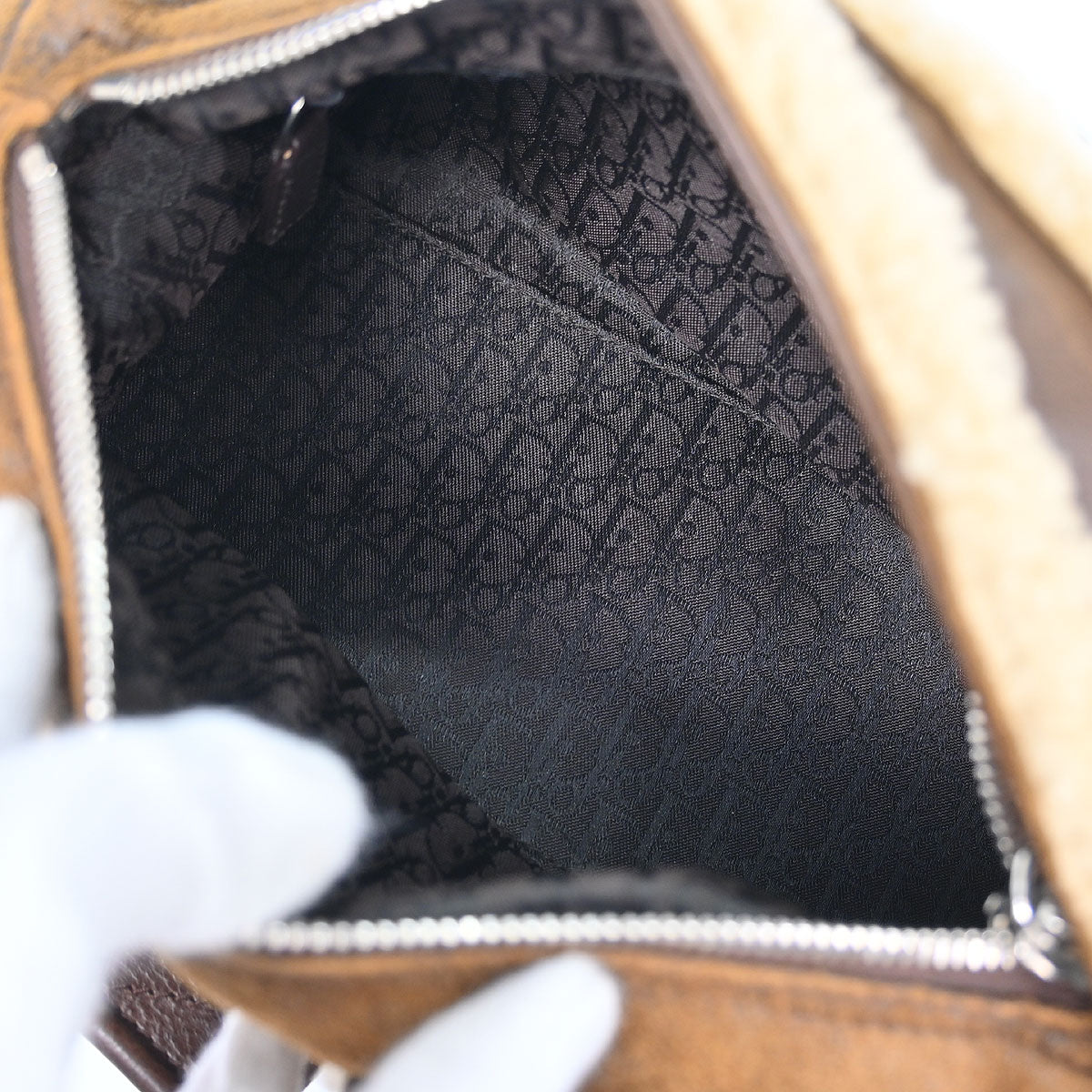 Christian Dior Brown Mouton Flight Shoulder Bag