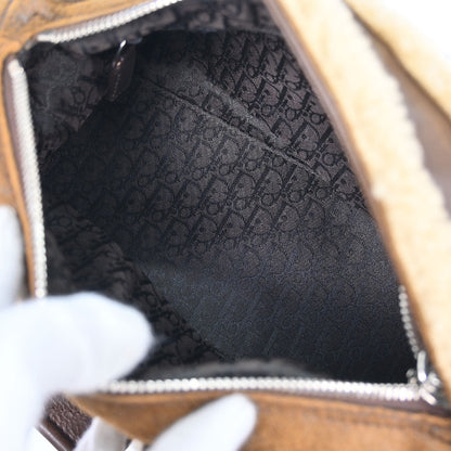 Christian Dior Brown Mouton Flight Shoulder Bag