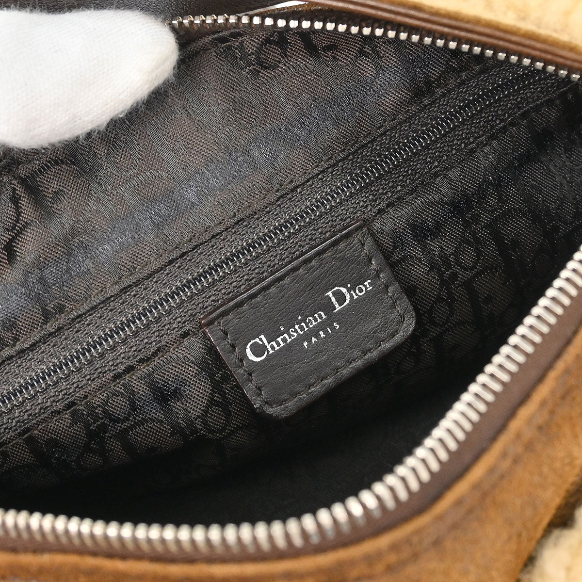 Christian Dior Brown Mouton Flight Shoulder Bag