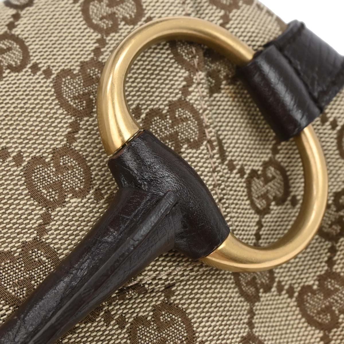 Gucci Beige Canvas GG Horsebit Clutch Chain Handbag