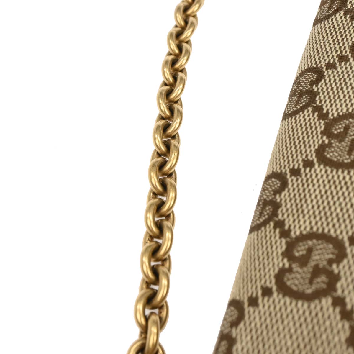 Gucci Beige Canvas GG Horsebit Clutch Chain Handbag