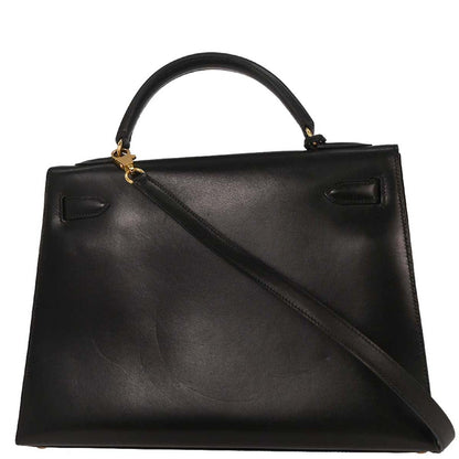 Hermes Black Box Calf Kelly 32 Sellier Handbag