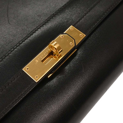 Hermes Black Box Calf Kelly 32 Sellier Handbag