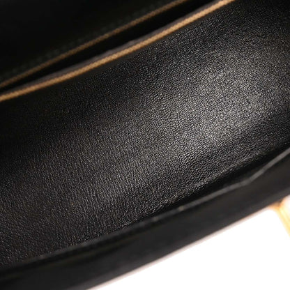Hermes Black Box Calf Kelly 32 Sellier Handbag