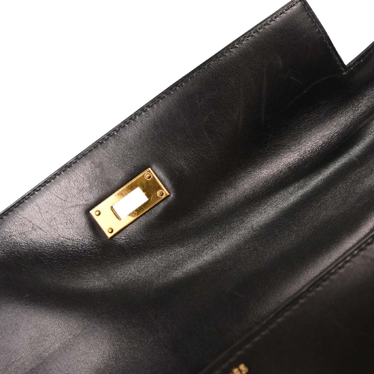 Hermes Black Box Calf Kelly 32 Sellier Handbag
