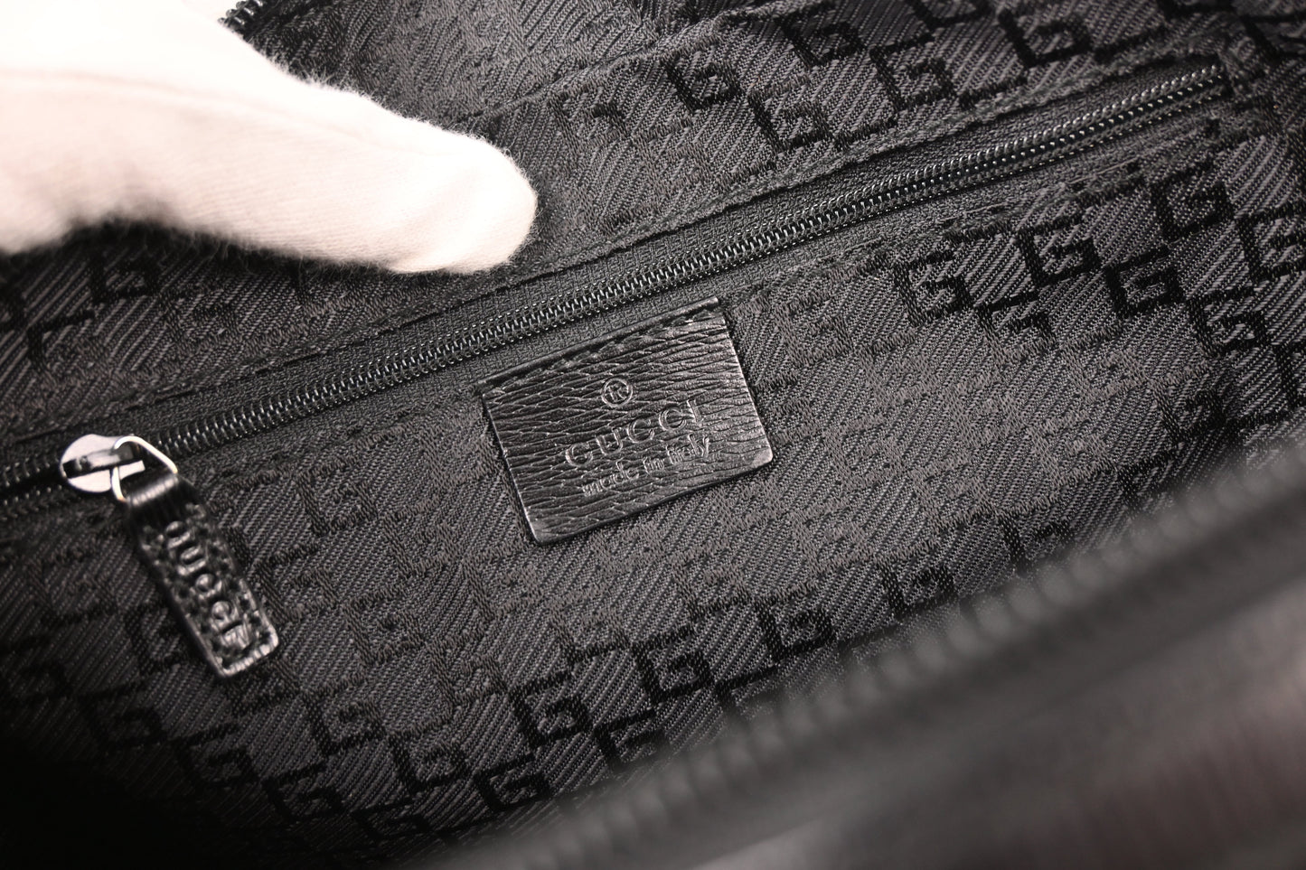 Gucci Black Canvas GG Handbag