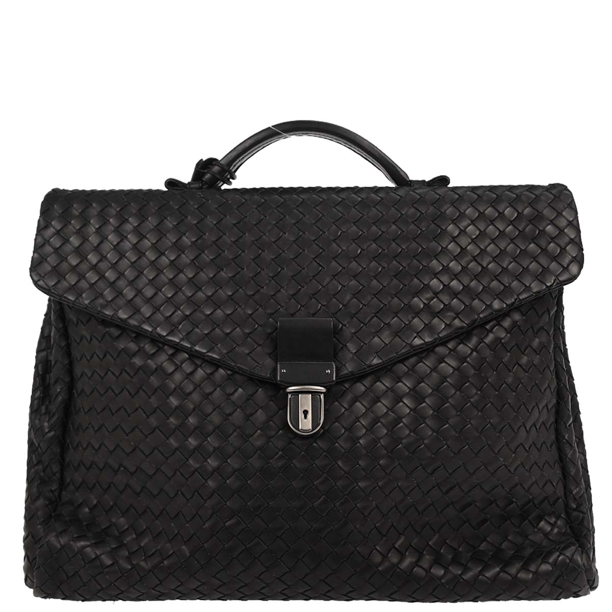 Bottega Veneta Black Intrecciato Business Handbag