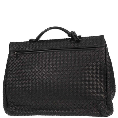 Bottega Veneta Black Intrecciato Business Handbag